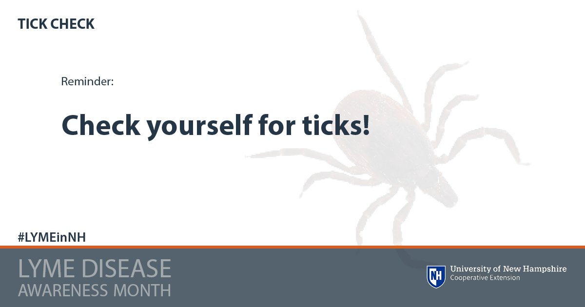 UNHExtension's tweet photo. Reminder: Check yourself for ticks. #LYMEinNH https://t.co/5JiguHGgUF