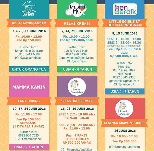 gencerdik's tweet photo. Holiday program seru di Taman Main, Jalan Wijaya. Hubungi 085795699092/ 082233462356/ gencerdik(at)gmail(dot)com ya! https://t.co/aDBLWrEVkl