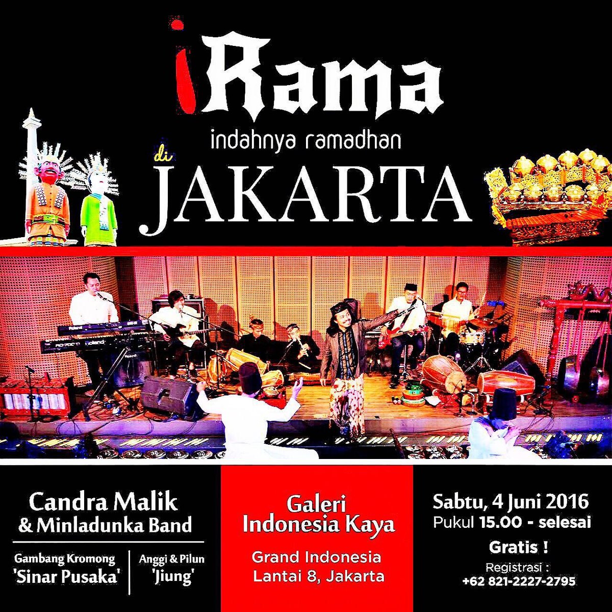 Menyongsong Ramadhan 1437 H, kami kembali tampil di Galeri Indonesia Kaya, Grand Indonesia Lt 8, pada 4 Juni. Gratis