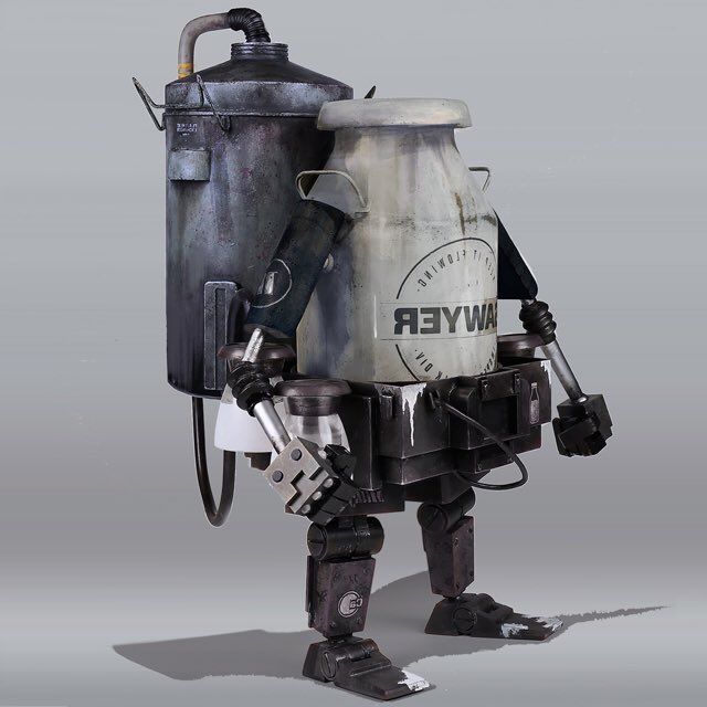 CrystalType's tweet photo. MilkyBot - Unpasteurised Undead Edition #beaverindustries #milkybot #robot #scifi #conceptart https://t.co/VtQQAcpkTR