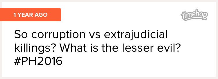 reenaction's tweet image. Well, corruption was defeated by a landslide but apparently extrajudicial killings are acceptable. #PH2016