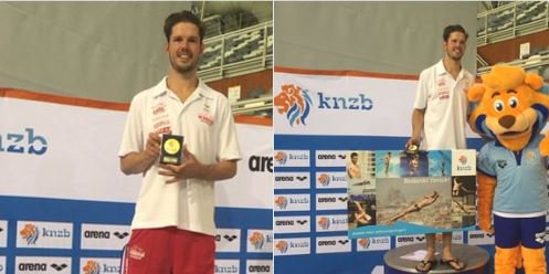 Meervoudig Nederlands Kampioen schoonspringen <a href="/YorickdeBruijn/">Yorick de Bruijn</a> stopt ermee. Hij heeft een ereteken gekregen.