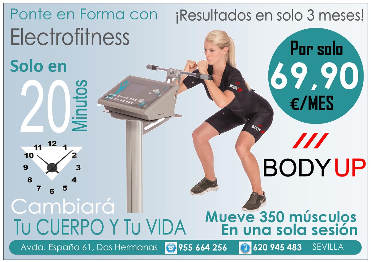 BodyCult_BodyUp's tweet photo. 4 SESIONES DE ELECTROESTIMULACIÓN POR TAN SOLO 69,90€!!!VEN A REALIZAR NUESTRA PRUEBA GRATUITA...NO TE ARREPENTIRÁS! https://t.co/U2MFUY3lyE