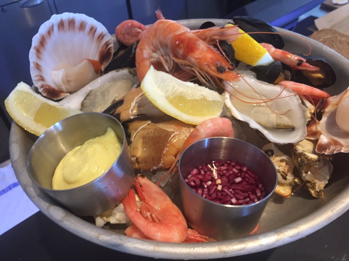 Rick_Stein's tweet photo. A seafood platter at our new seafood bar in our fish shop in Padstow https://t.co/XyHMewCsmM
