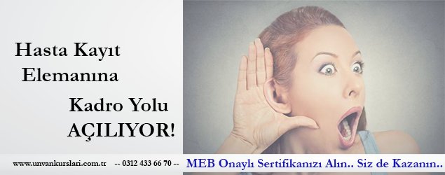 #hastakayıt #personel #ilan #kurs #iş #eğitim #meslek #hastakayıtkabul
Bilgi için: 0312 433 66 70