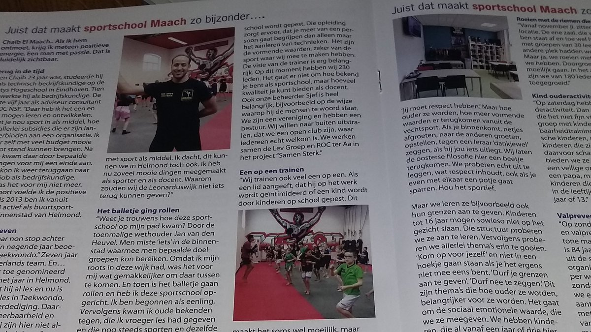 Diepgaand interview met #ChaibMaach van #SportschoolMaach in de juni/juli editie van 'Binnenstad in Beeld.'