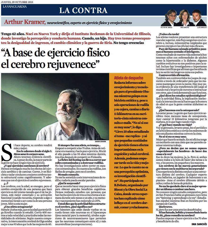 BerniJuliol's tweet photo. "A base de ejercicio físico, el cerebro rejuvenece" de Arthur Kramer via @LaVanguardia #AFySalud #StopSedentarismo https://t.co/1kEbhSi8bN