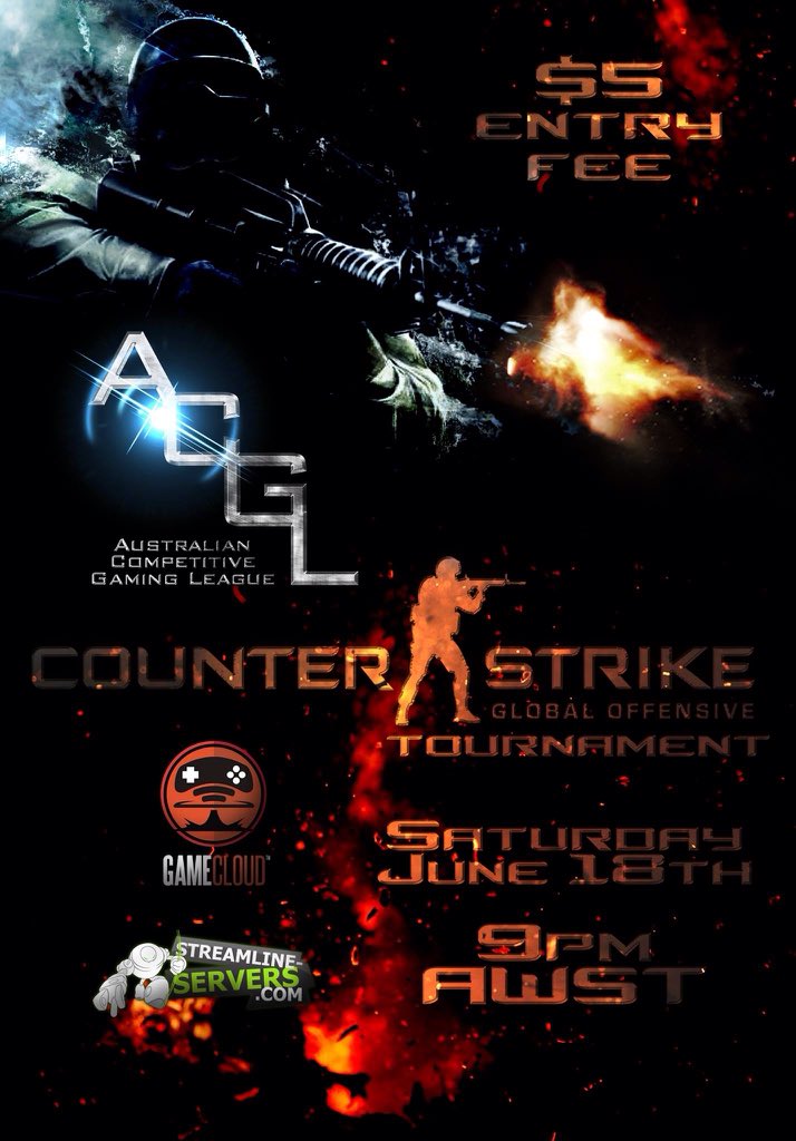 AusCGL's tweet photo. CS:GO 1v1 Tournament, 18th June. 
Powered by @Toornament @Streamservers @GameCloudWA 

 https://t.co/x4wyOSCux7… https://t.co/lKR51oj3UQ