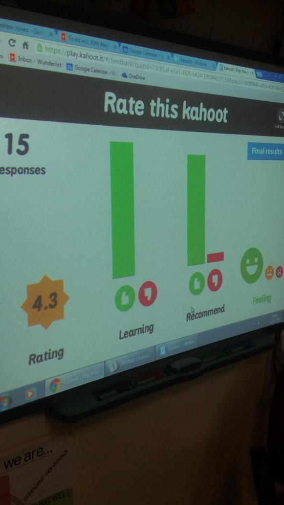 BeeslackScience's tweet photo. S3 Biologists evaluating their Kahoot experience #activelearning #visiblelearning #digitalliteracy https://t.co/crIRVz85xZ