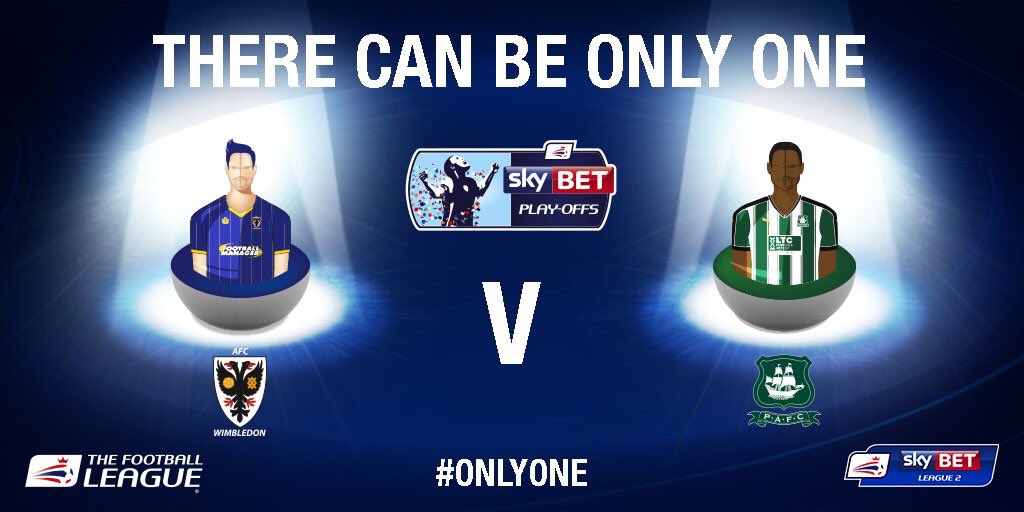 EFL's tweet photo. FIVE HOURS TO GO!

⚽️ @AFCWimbledon v @Only1Argyle
⬆️ #PlayOffFinal
🕒 3pm - 30/5
📍 Wembley
📺 @SkySports 
☝ #OnlyOne https://t.co/wZQmWxu89U