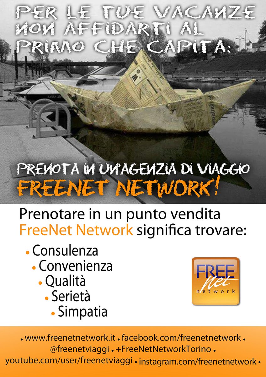 FreeNetViaggi's tweet image. Per le tue vacanze non affidarti al primo che capita: prenota in un&apos;agenzia di viaggio #FreeNetNetwork! #Estate2016