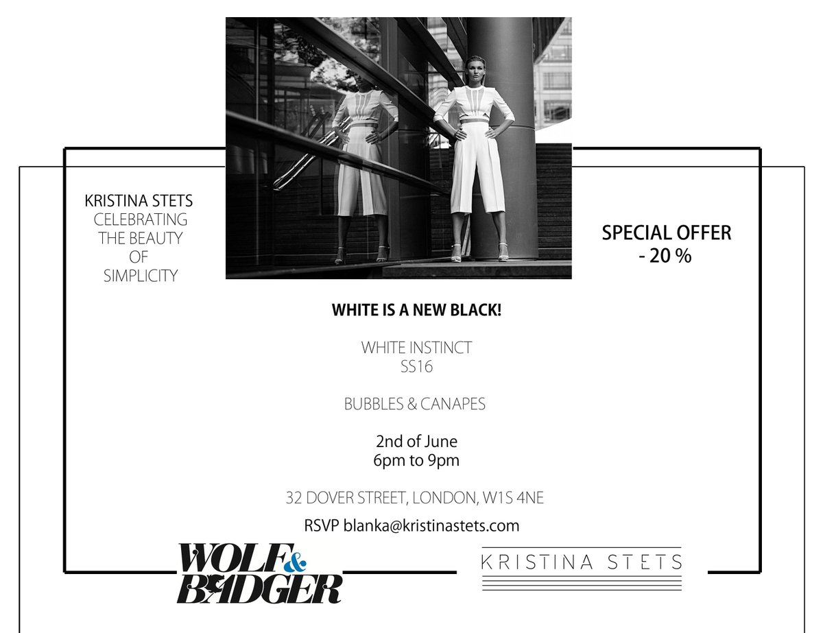 wolfandbadger's tweet photo. Join @KristinaStets in our Mayfair store on Thursday to #MeetTheMaker and receive 20% off the collection! https://t.co/mkIP27fpfw