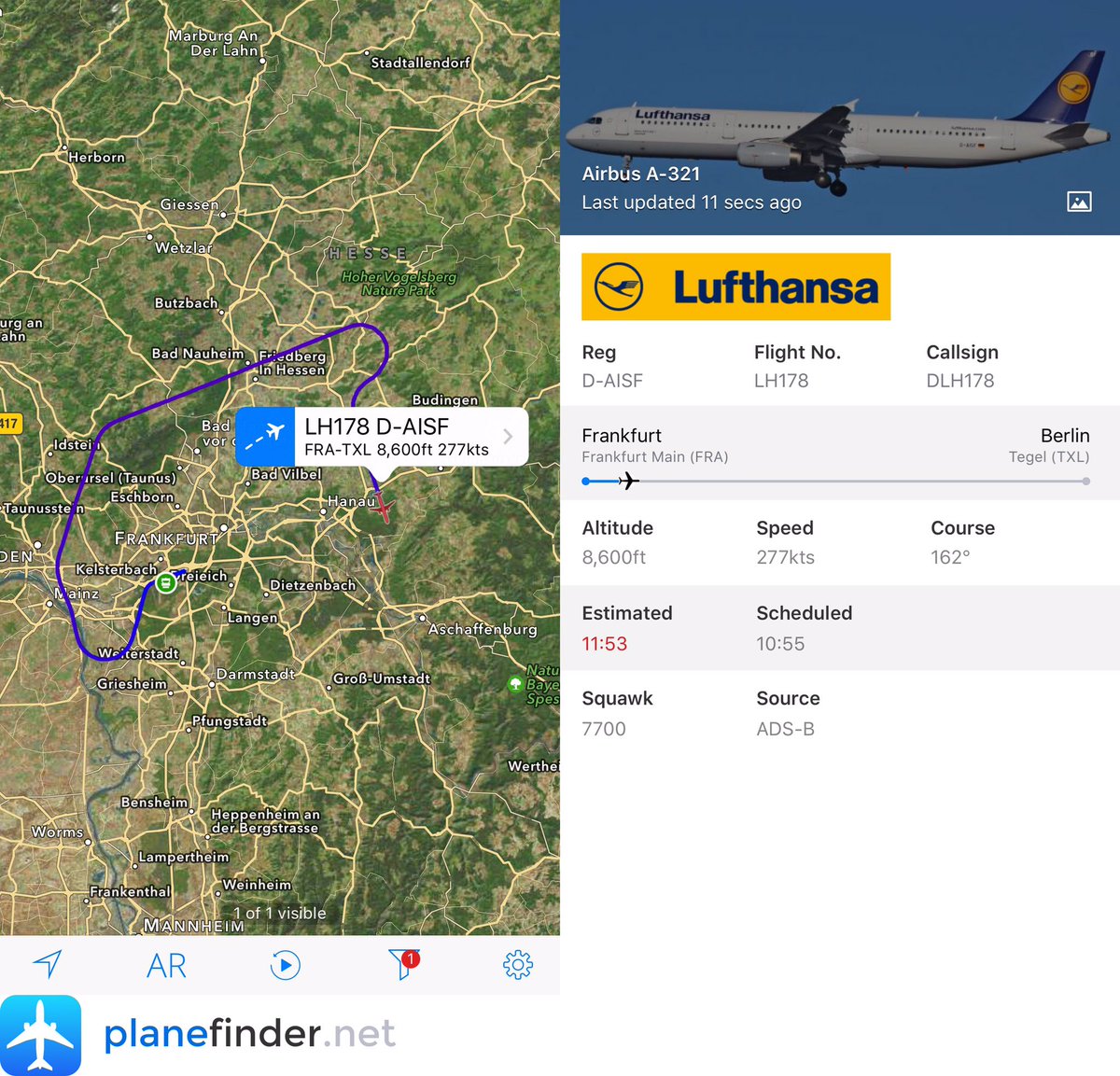 AusNewsNetwork's tweet photo. Lufthansa flight #LH178 declares an emergency soon after departure from #Frankfurt, #Germany. https://t.co/3yoIrAeOL9
