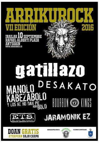 10 de septiembre nueva edición <a href="/arrikurock/">Arrikurock</a> #Antsoain con <a href="/LOSGATILLAZO/">GATILLAZO</a> <a href="/desakatorock/">DESAKATO</a> <a href="/kingsbourbon/">Bourbon Kings</a> <a href="/JaramonikEz/">Jaramonik Ez!</a> y +