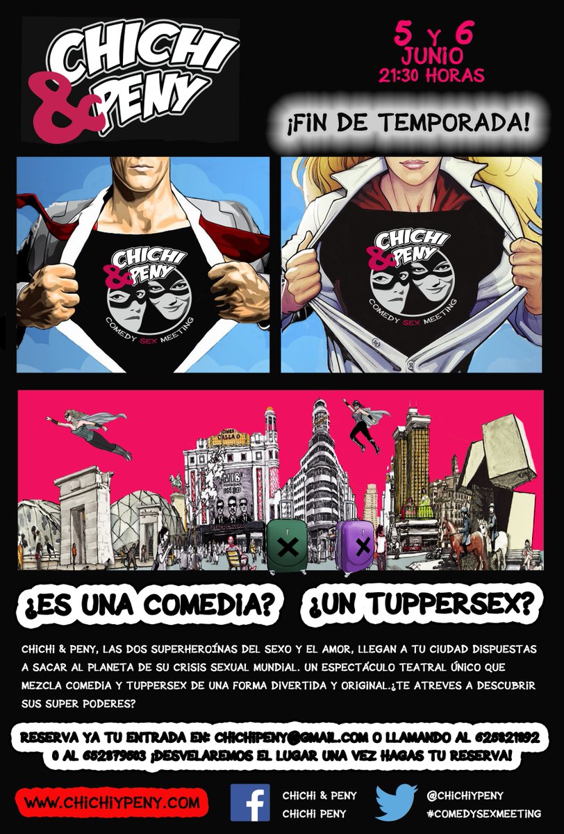 5 y 6 de Junio 21:30H <a href="/CHICHIyPENY/">Chichi y Peny</a> despiden temporada #Madrid ¿Te lo vas a perder? RESERVA YA: chichipeny@gmail.com