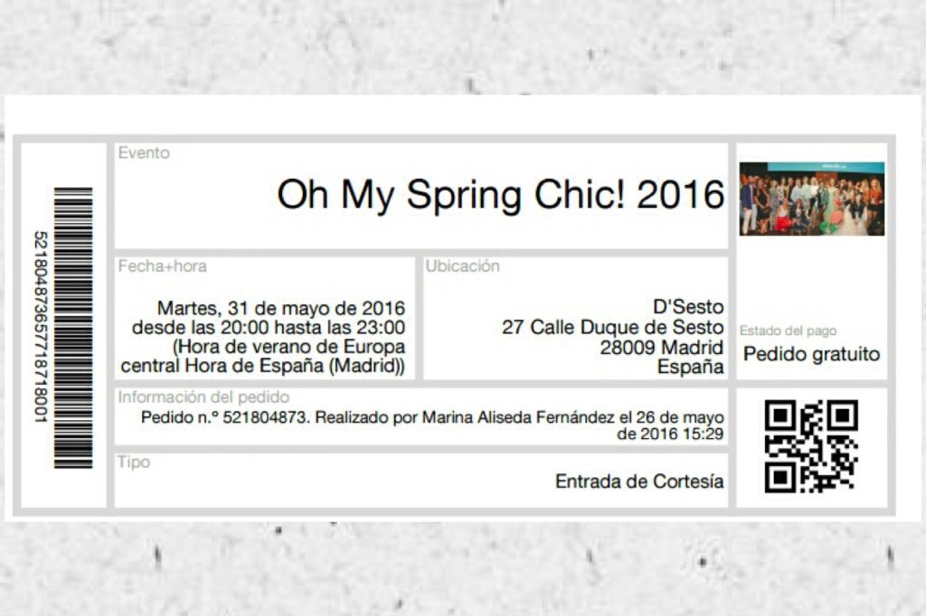 OhMyChic_'s tweet photo. Hoy 14:30h sorteo entradas #ohmyspringchic #síguenos y #retweet este post y participa! #modaespañola #evento https://t.co/Zed9BIIIna