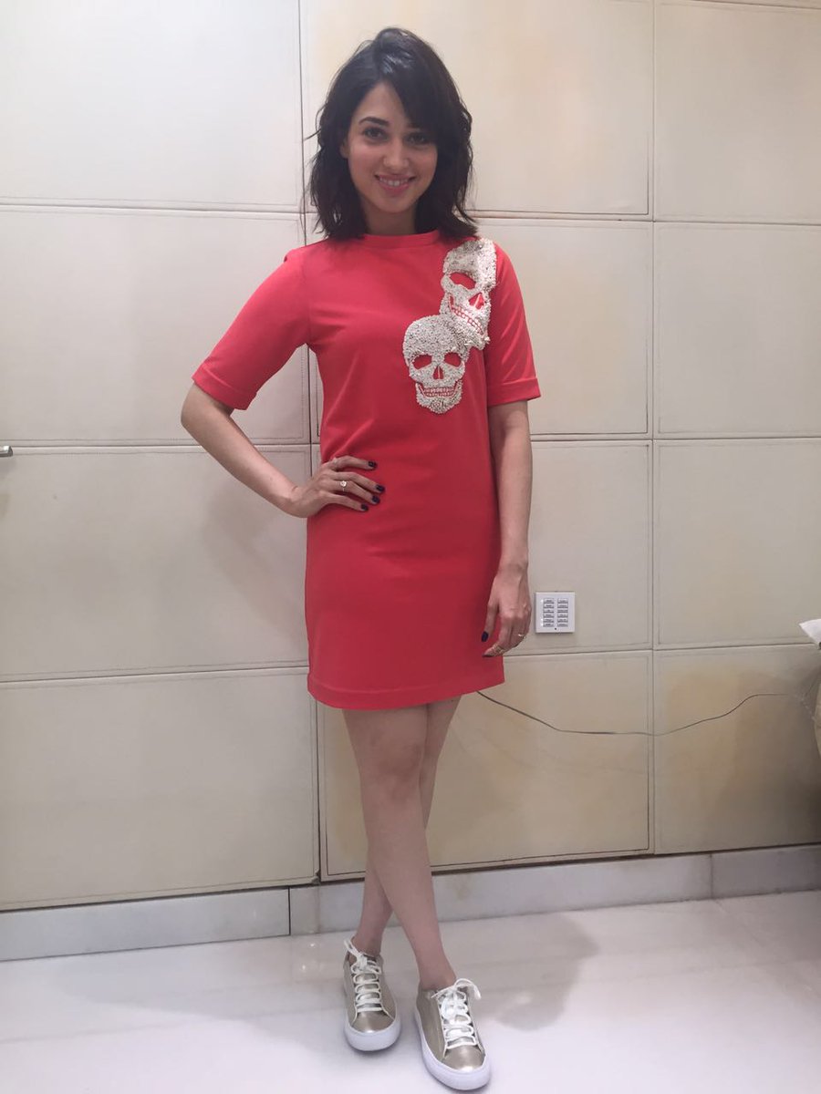 HELLOmagIndia's tweet photo. .@tamannaahspeaks wears a skull t-shirt dress for an academy opening.

#Highlife #Celebrity #Lifestyle https://t.co/EEaEjKaWIK
