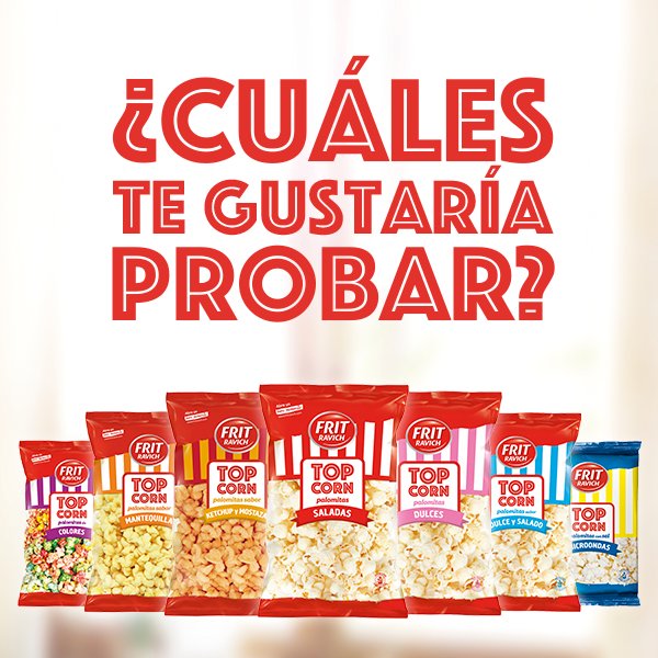 frit_ravich's tweet photo. ¡Haz RT a esta imagen y gana un lote de nuestro nuevo surtido #TopCorn ! #buenmomento #FritRavich #snacks #palomitas https://t.co/DvFURCrgMF