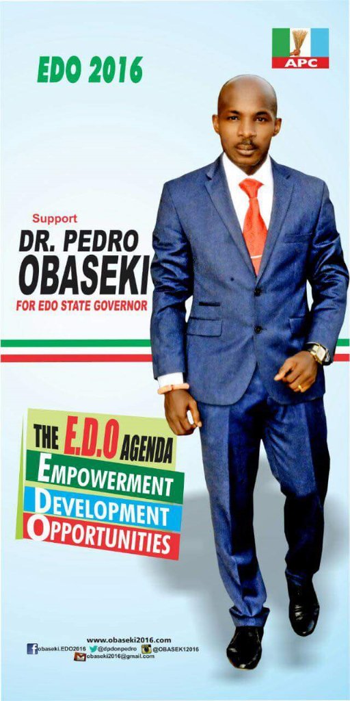DynamoDp2016's tweet photo. Right person for the right reason..#SupportPEDRO_OBASEKI#DefendingOurValueInEDO#TheGreenChoiceFF @DPDonPedro https://t.co/yRiGNBSv6g