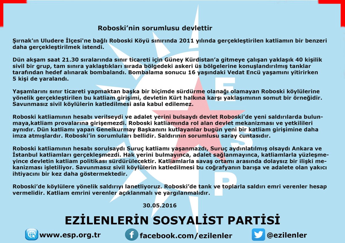 ezilenler's tweet image. #Roboski&apos;nin sorumlusu devlettir.
#SuruçİçinAdalet 
#RoboskiİçinAdalet