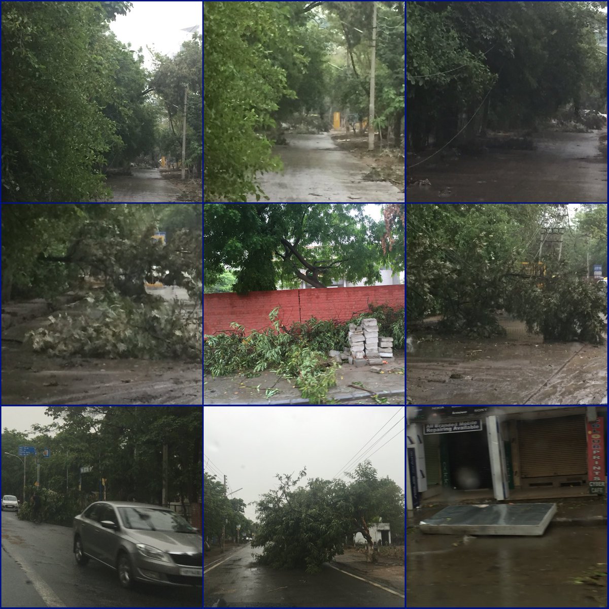 khurafatinitin's tweet photo. Uprooted trees,branches,collapsed hoardings,#storm last night brought down the #temperature and lots of other things https://t.co/7LhVuco9He