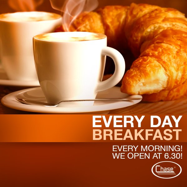 Kick and start the day at chase with a hot vibe of cafe and a sweet goodie. #Chasemoments #Breakfast