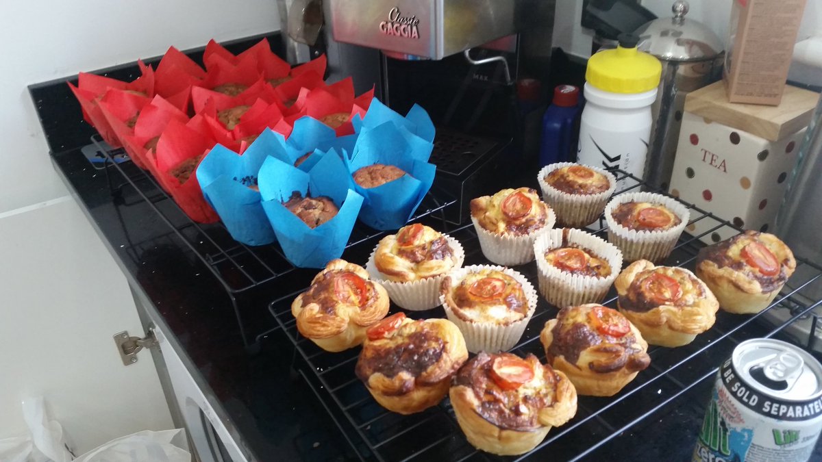 Small sample - banana choc chip muffins,cheese&amp;bacon mini quiches.The cake is a surprise! <a href="/mcrwhls/">Manchester Wheelers</a>