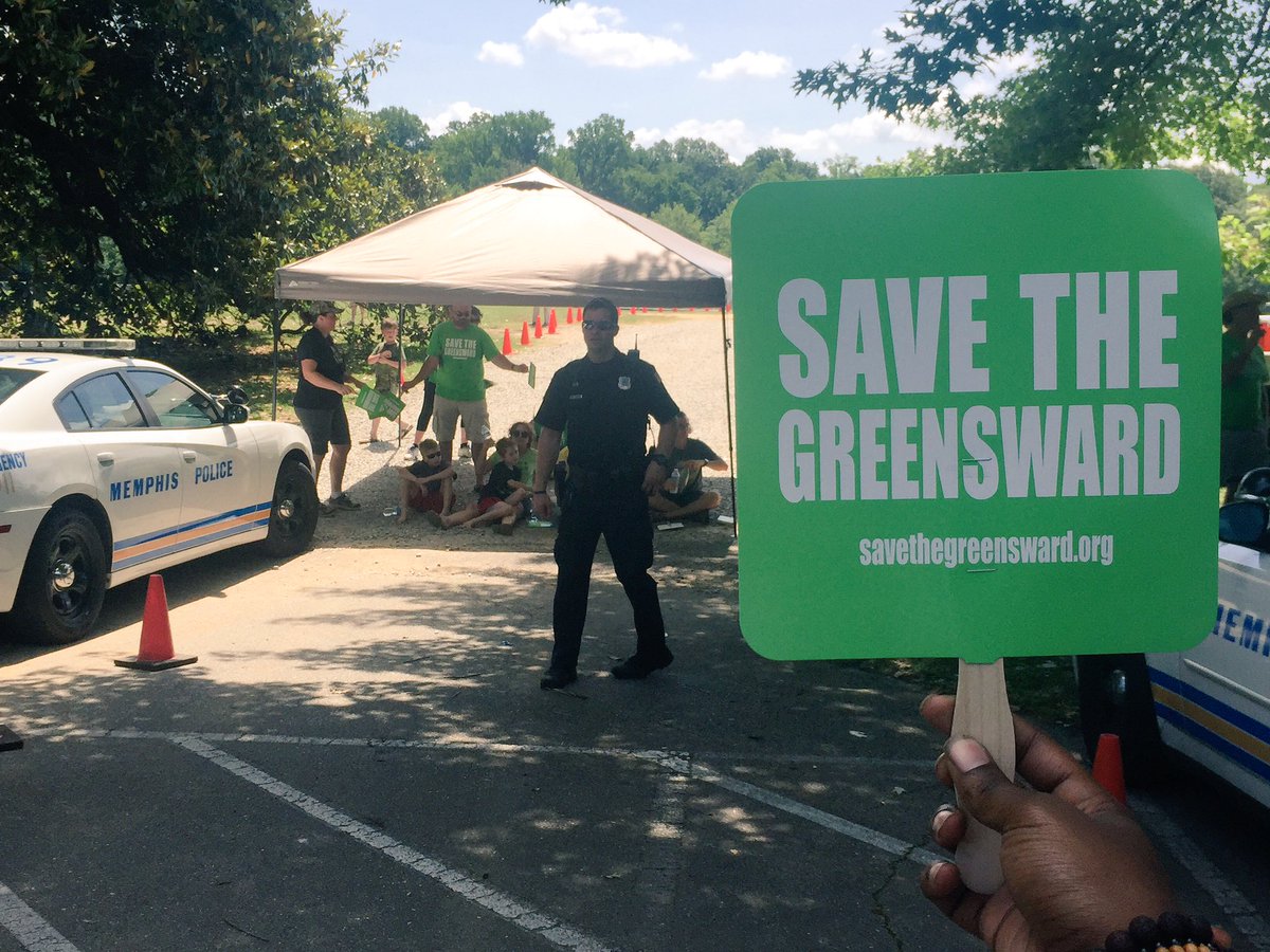 Local24Sam's tweet image. There's a protest party on the Greensward this afternoon. @LocalMemphis #Memphis