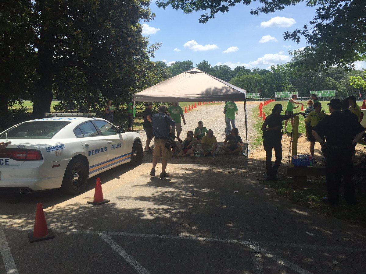 Local24Sam's tweet image. There's a protest party on the Greensward this afternoon. @LocalMemphis #Memphis