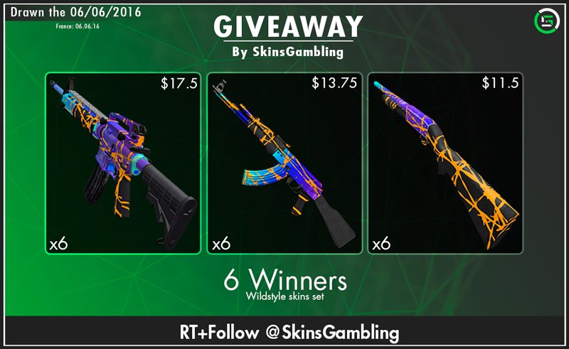 RT + FOLLOW <a href="/SkinsGambling/">SkinsGambling</a> to get a chance to win a KOTK Wildstyle weapons set ! Drawn the 06.06.2016