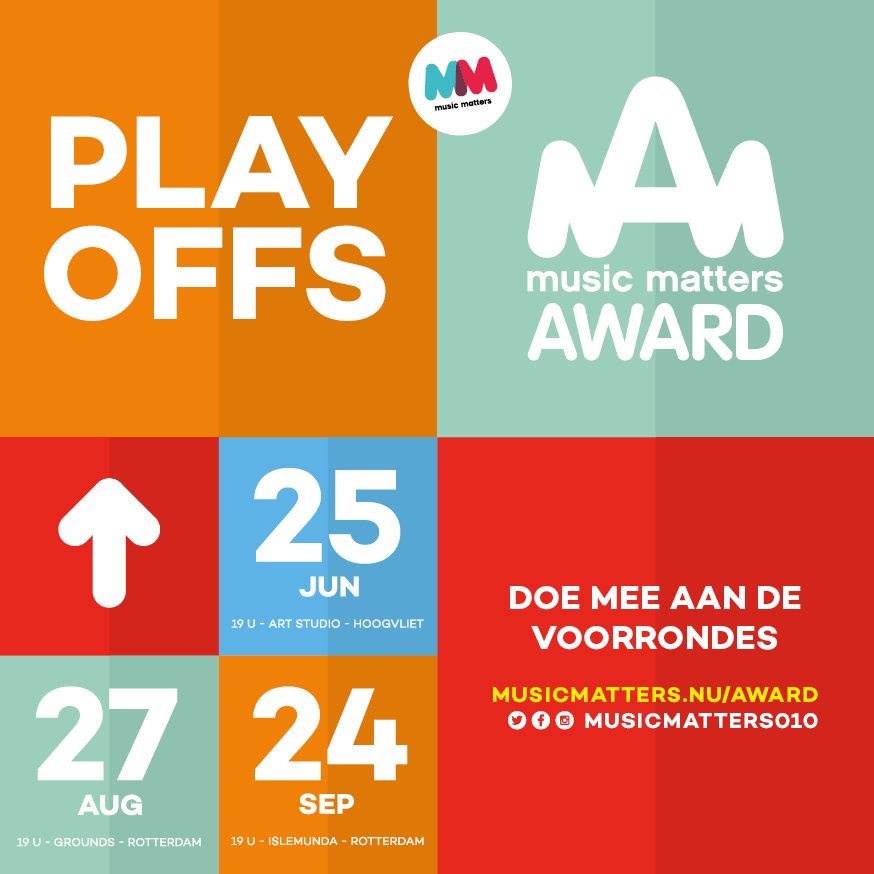 MusicMatters010's tweet photo. Schrijf je in voor de #PLAYFOFFS #jamsessie van de #MusicMattersAward via https://t.co/pjku5bGuiH https://t.co/OgCJtM2tqf