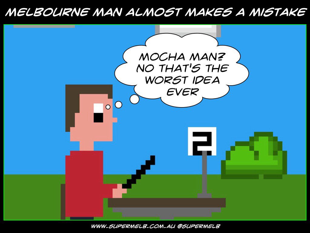 Supermelb's tweet photo. Melbourne Man almost makes a mistake https://t.co/f9YwxZb1KJ https://t.co/huIABZb9Ym