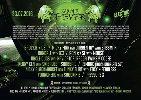 JUNGLE FEVER 23rd July 2016 <a href="/electricbrixton/">Electric Brixton</a> full line up &amp; ticket info facebook.com/events/4906526…
<a href="/OriginalFever93/">Jungle Fever</a>