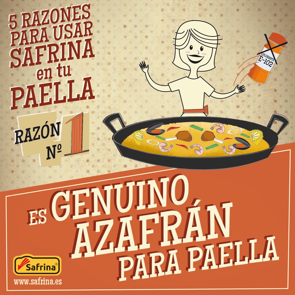 AzafranSafrina's tweet photo. Conoce esta semana nuestras #5razonessafrina ! Cada día, una razón! #safrina #azafran #paella #recetas #gourmet https://t.co/jN1kn0u436
