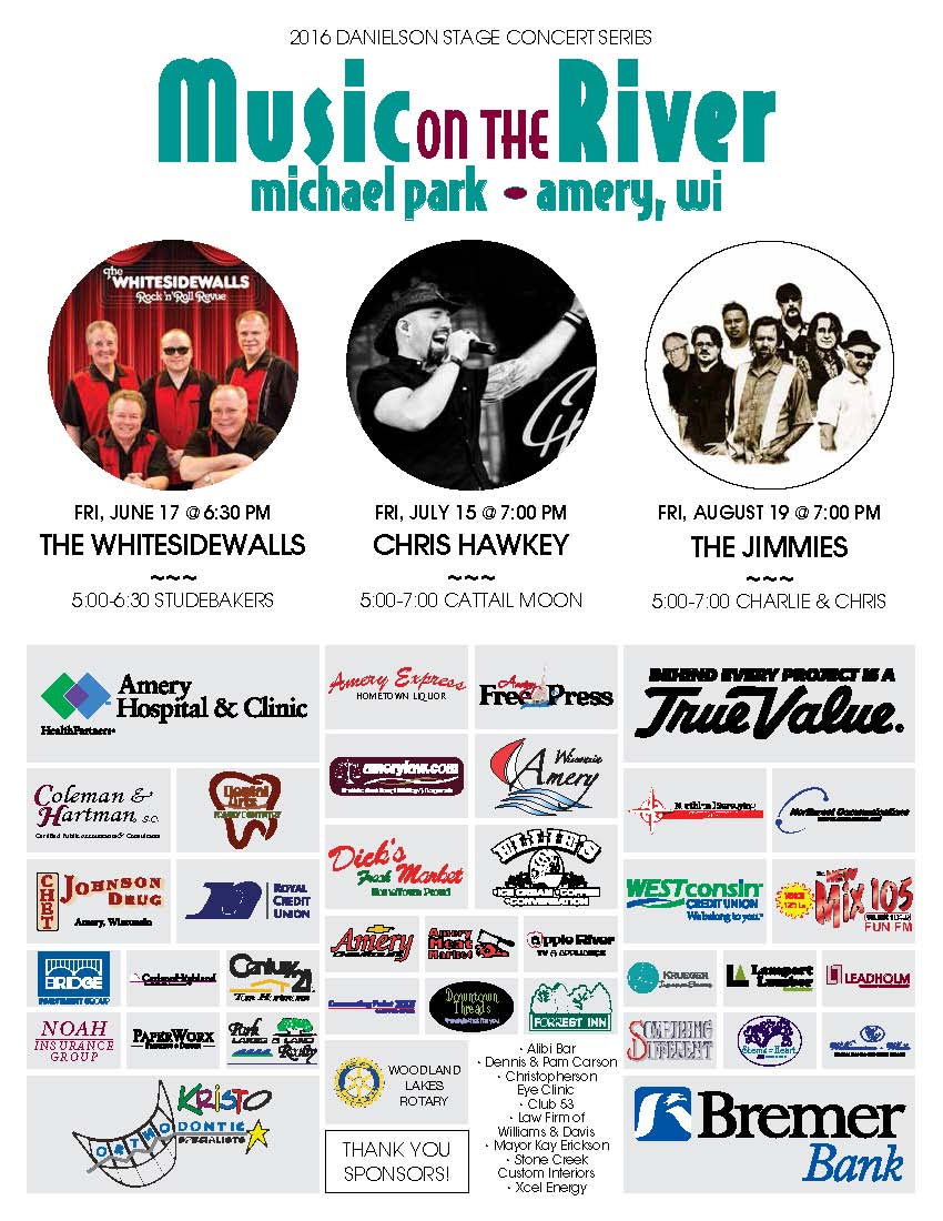 City of Amery, WI on Twitter "2016 Music On The River Poster…