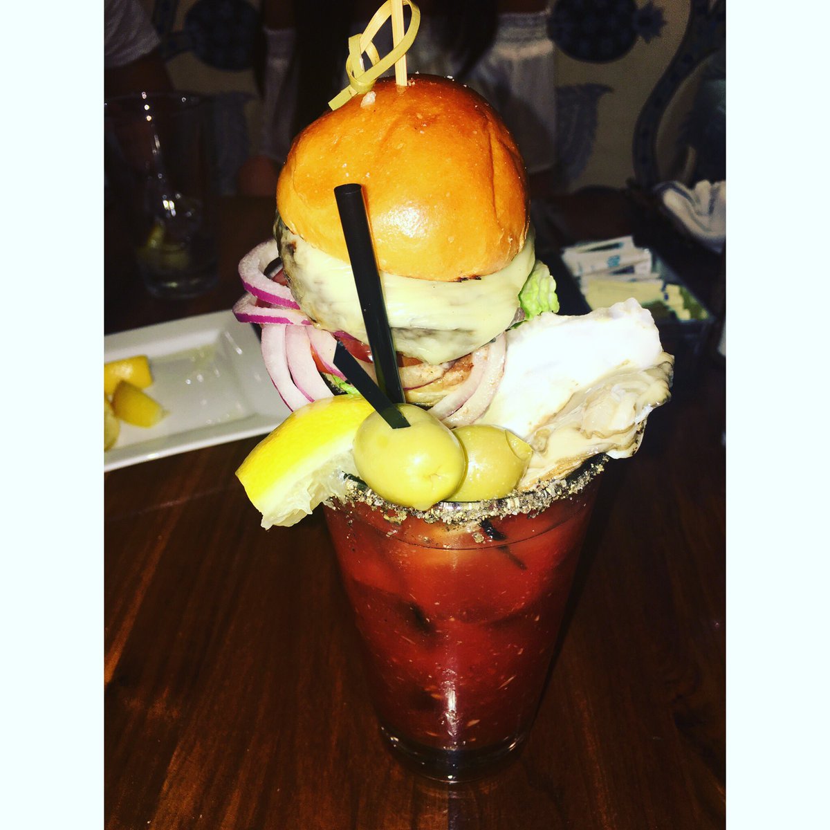 adrianasolimine's tweet photo. Bloody Mary with a mini cheeseburger @ Met on Main- easily one of the highlights of #figawi2016 https://t.co/6XX6pPcyrU
