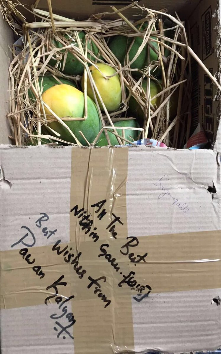 Pawan_KalyanFC's tweet photo. #PawanKalyan sent Mangoes to #Nithiin and wished for Movie #AAa. ATB to Team #Aaa. https://t.co/X2WRdxOqVj