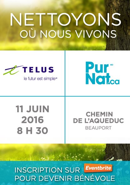 PurNatCanada's tweet photo. Nettoyage dans le secteur de Beauport le 11 juin prochain. Inscriptions sur EventBrite ! https://t.co/liulvtsYP1