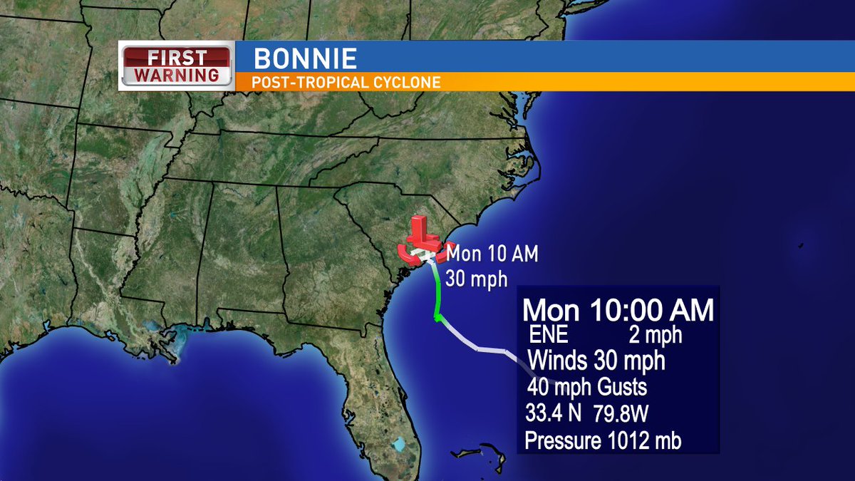 #Bonnie has fallen apart &amp; last public adv. has been issued.  Still a significant low bringing rain to east coast.