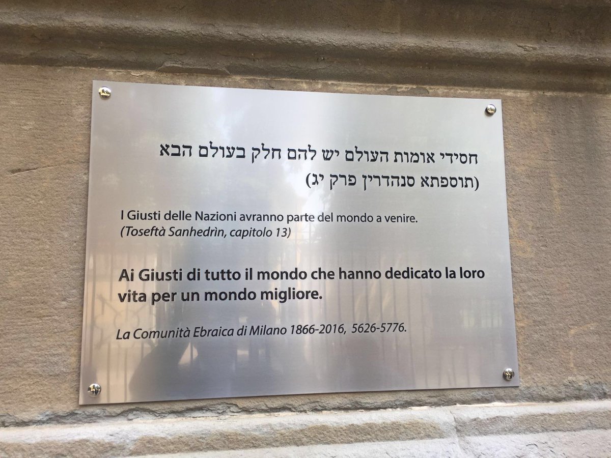 ECJCommunities's tweet photo. To all the Righteous in the world who have dedicated their life for a better world #Milano #JewishInTheCity150 https://t.co/WJ2ozovMJP