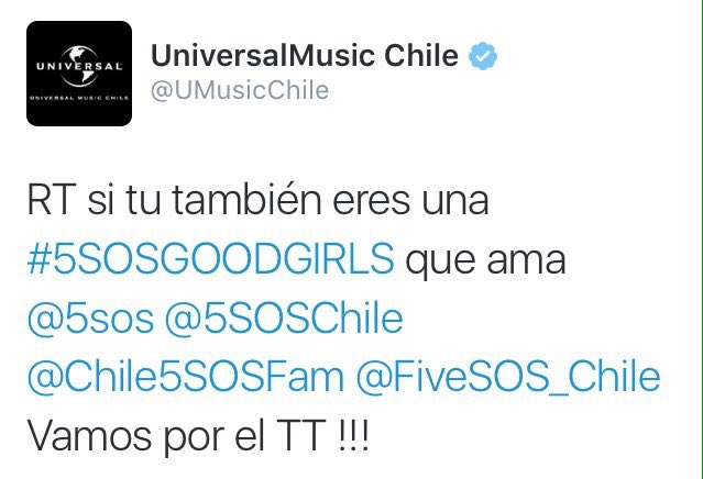 Chile5SOSFam's tweet photo. @UMusicChile todas esas menciones... https://t.co/Gut6JsVBVm