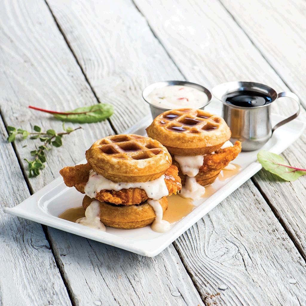 TopgolfKC's tweet photo. How do you celebrate your #MemorialDay? We celebrate with our "Chicken and Waffles"! #TopgolfPicks https://t.co/o4eiQntD6c