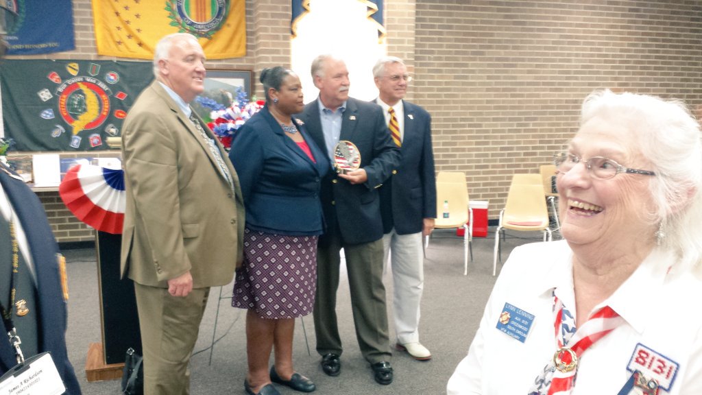 I will cherish the recognition award received from our veterans.  Thumbs up to Louise Robinson's performance today.