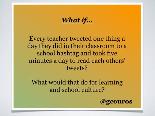gcouros's tweet photo. A4: Simple idea that could have a huge impact. #teacherbookclub https://t.co/A6RiAEMCh1