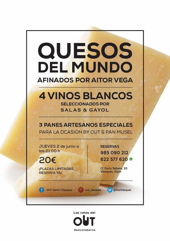 OutViesques's tweet photo. Este Jueves te la damos con #queso !!!Afinados por Aitor Vega y 4 vinos blancos seleccionados por salas&amp;Gayol https://t.co/oxLTKjF3Q4