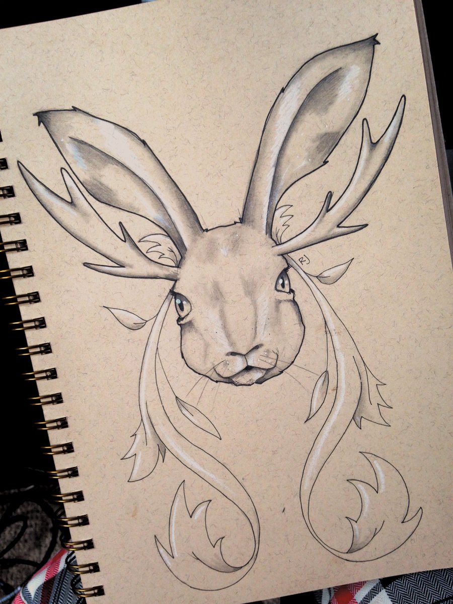 abouttimemrwolf's tweet photo. Had 2 ideas for this weeks Jackalope! @AnimalAlphabets #art https://t.co/YWj9cgPBxJ