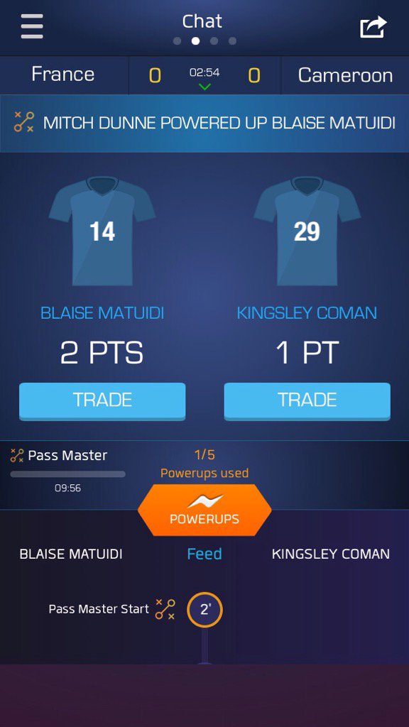 GFX_Wager_PS3's tweet photo. Just used my Pass Master on Blaise Matuidi on @ultimatefanlive for #FRA vs #Cameroon https://t.co/0xDbH5qqbS https://t.co/h4qu1tsVG8