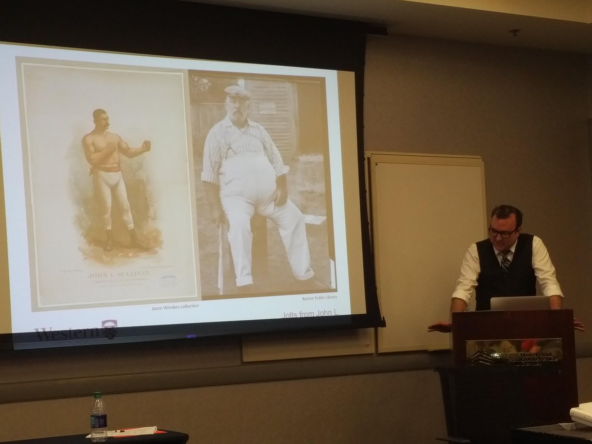 TaylorMcKee_'s tweet photo. Here's @westerneditor at #NASSH2016 presenting on John L Sullivan https://t.co/t17NMIOTC6