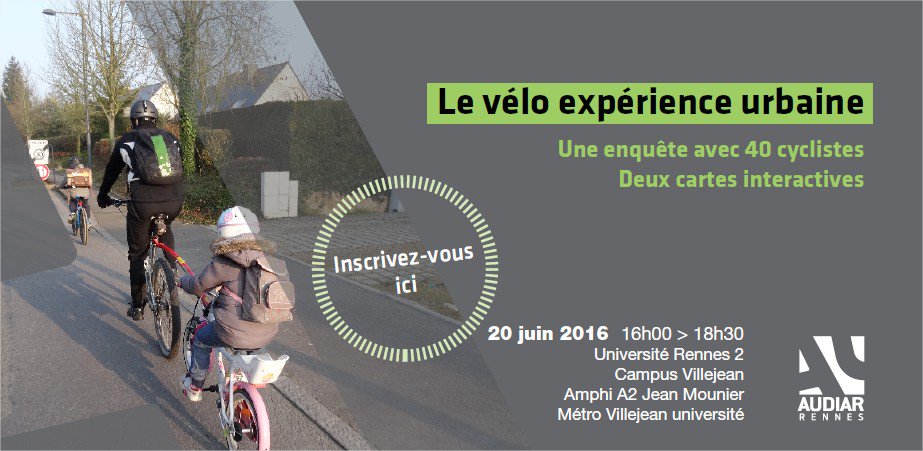 Ce que le vélo dit des transformations urbaines. Prez 20 juin Rennes #velo
Inscrivez-vous audiar.org