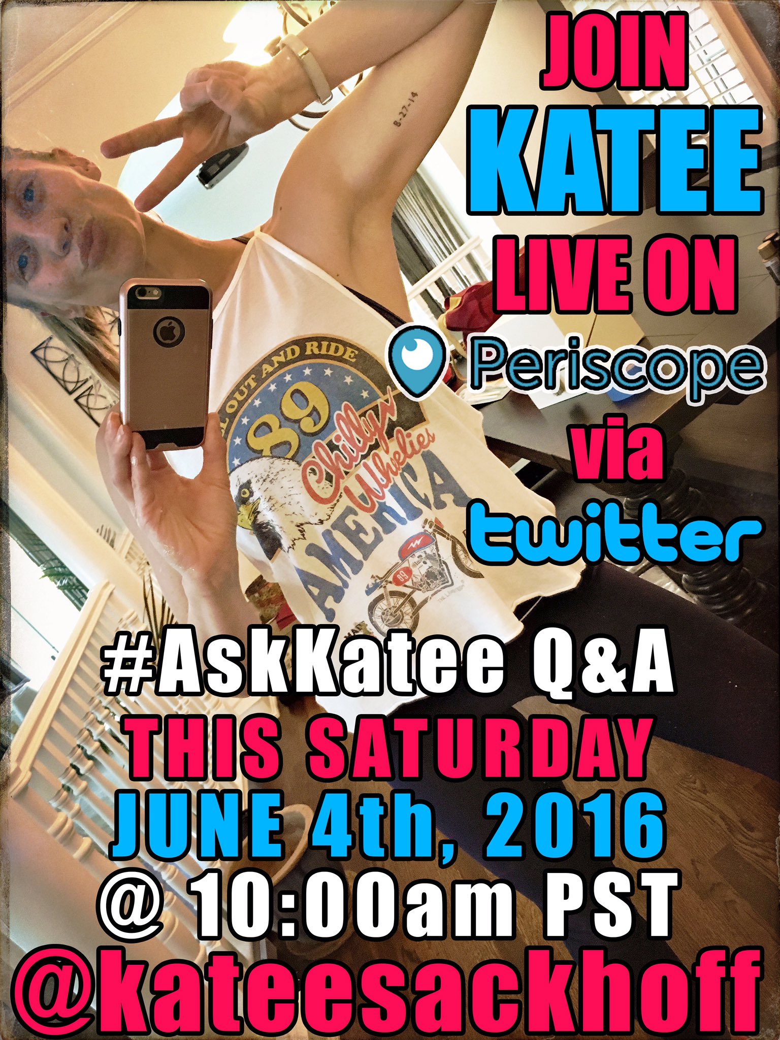 Katee Sackhoff on X: #AskKatee @periscope This is gonna be interesting! 😳  #NoFilter My Mouth....not this Photo! 😂👍🏻 t.copIiK4kR2xz  X